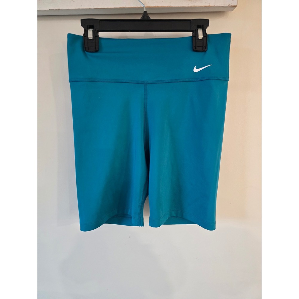 Nike One Women Mid-Rise 7 Inch Bike Shorts Teal Blue Size S
